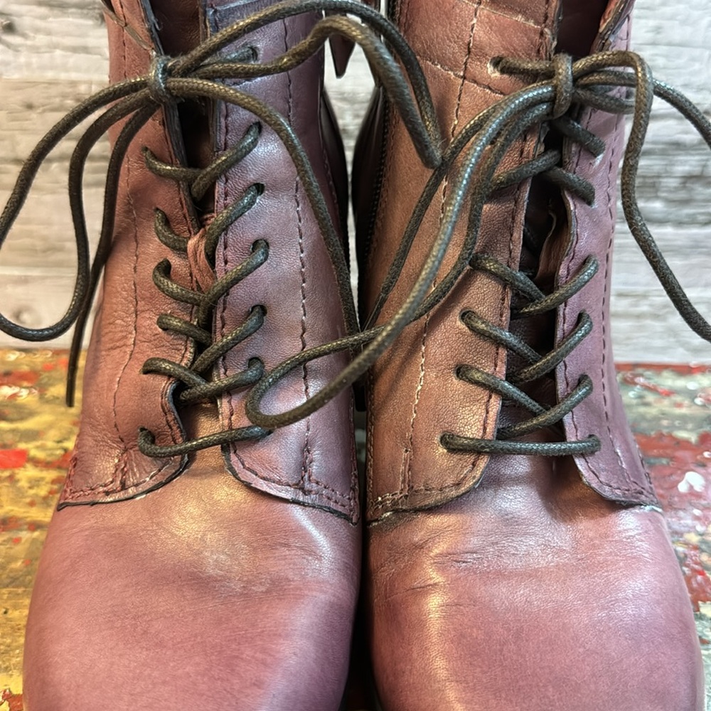 Mjus Purple Brown Leather Heel Boots Size 38 - Picture 6 of 16